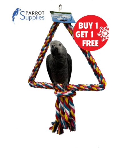 34Cm Medium Triangle Rope Swing Toy Parrot Toy - BOGOF